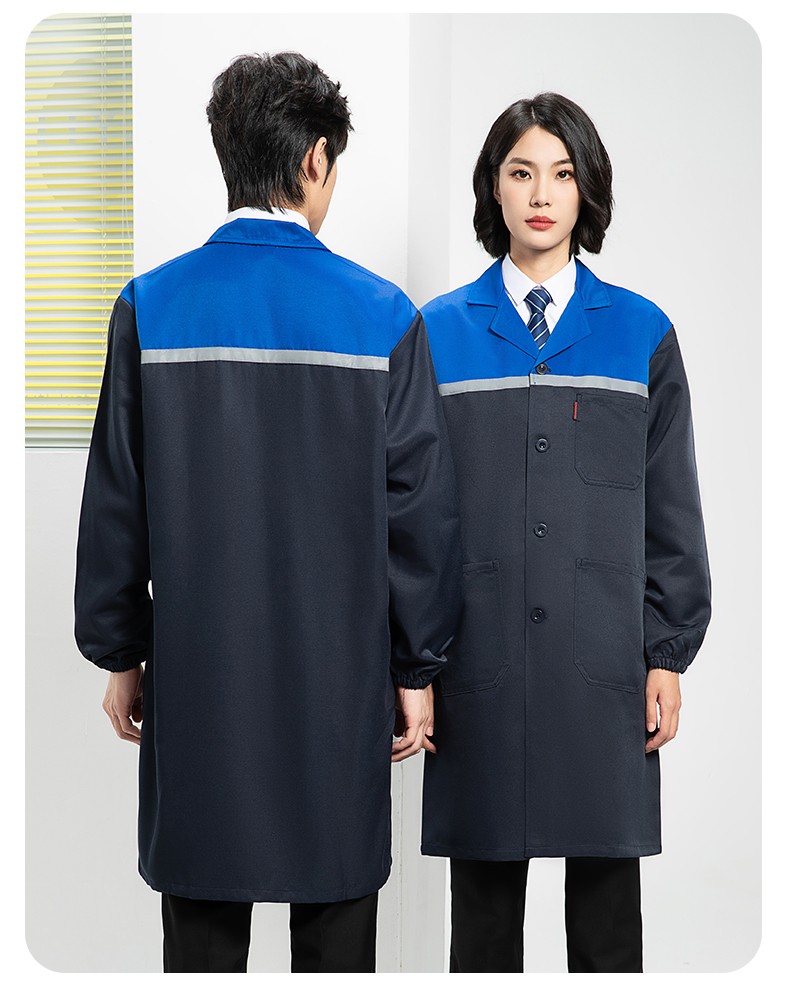 YJ-2303 拼色大褂長款工作服電子白男女倉庫搬運(yùn)大褂勞保食品廠大褂定制(圖20)