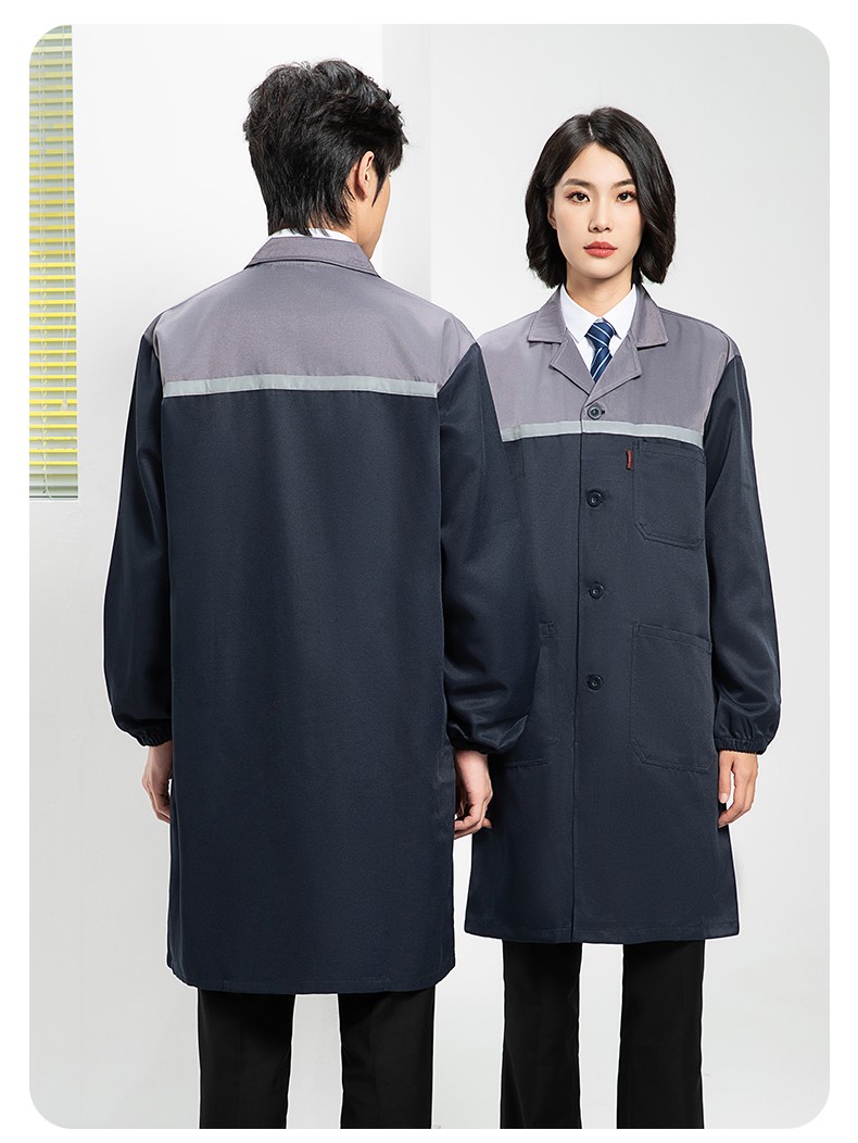YJ-2303 拼色大褂長款工作服電子白男女倉庫搬運(yùn)大褂勞保食品廠大褂定制(圖23)