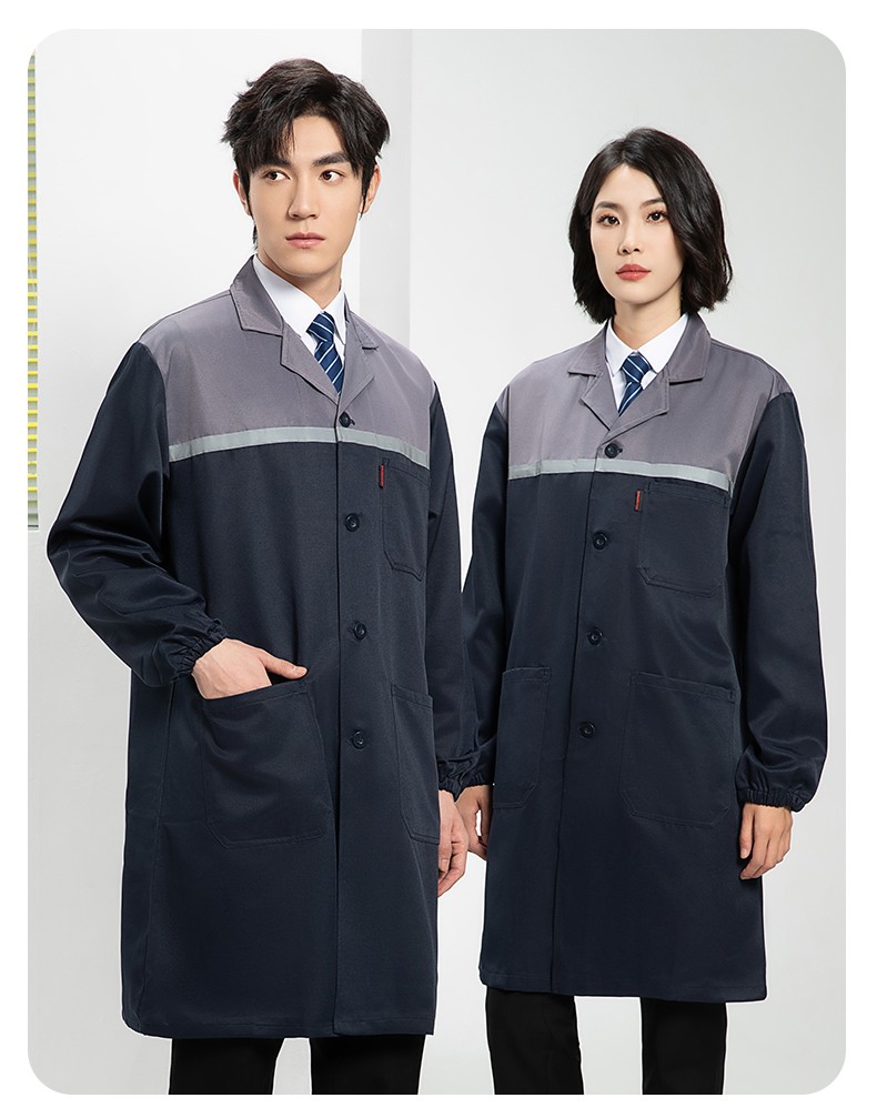 YJ-2303 拼色大褂長款工作服電子白男女倉庫搬運(yùn)大褂勞保食品廠大褂定制(圖22)